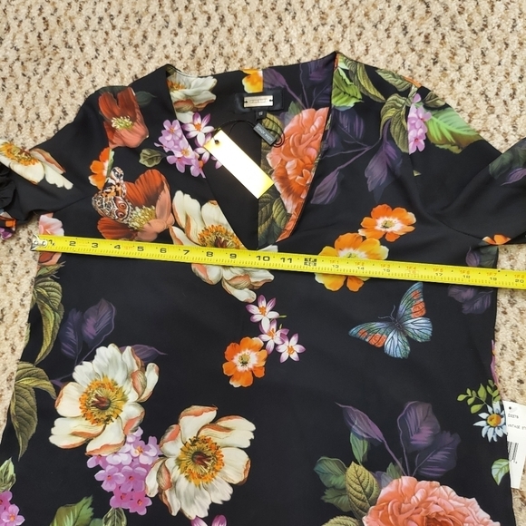 NWT Alexia Admor Vintage Botanical Dark Floral Dress Size Small Bell Sleeves - Picture 9 of 15